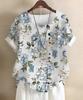 Second Roots Botanical Blouse with Floral and Leaf Short Decorative Underwear Summer Organic Adult Night Prints, Sleeves, Buttons, Top, Fashion,