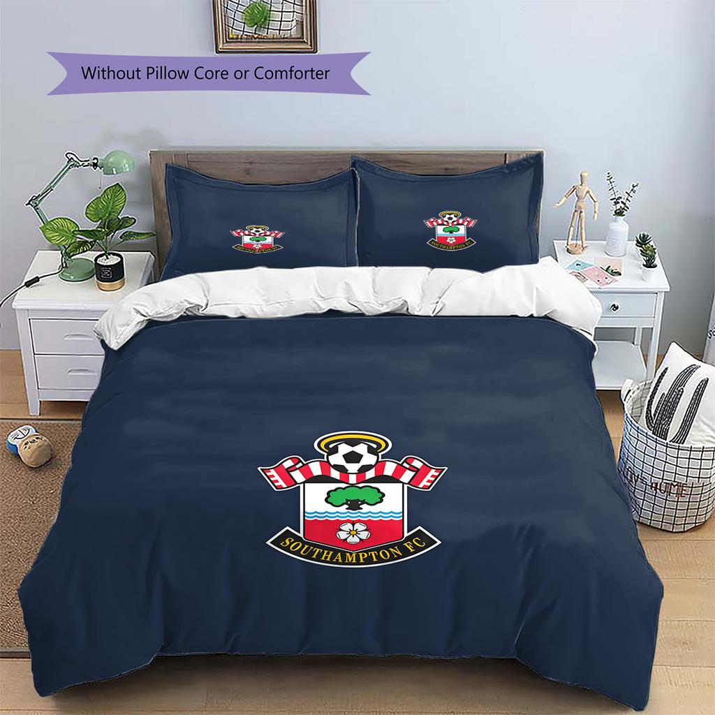 Southampton F.C Vzorovaná Sada Povlečení Prošívaná Přikrývka Domácí Dekorace Dárek (1 * povlak na peřinu + 2 * povlak na polštář bez jádra)