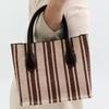 Hot Sale Of The Season New Women's Large Capacity Canvas Tote Bag College Class Shoulder Bag Simple Striped Casual Style Handbag