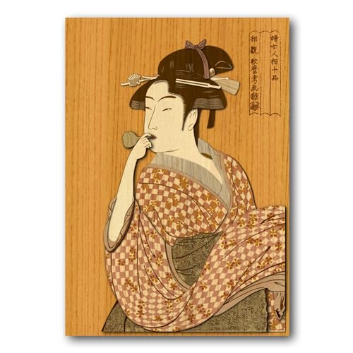 KINOWA "Girl Blowing a Poppen" Woodcut Original Handmade Kit Ukiyo-e Utamaro Made in Japan