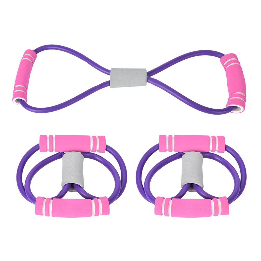 2Pcs 8-Shaped Pull Rope Chest Expander Elasticity Belt Stretching Strap Yoga Fitness Equipmentpurple