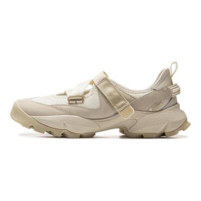 Li Ning Mulan Mary Jane Trendy Comfortable Shock Absorption Rebound Low Top Casual Shoes Women Casual Shoes Beige AZGV008-2