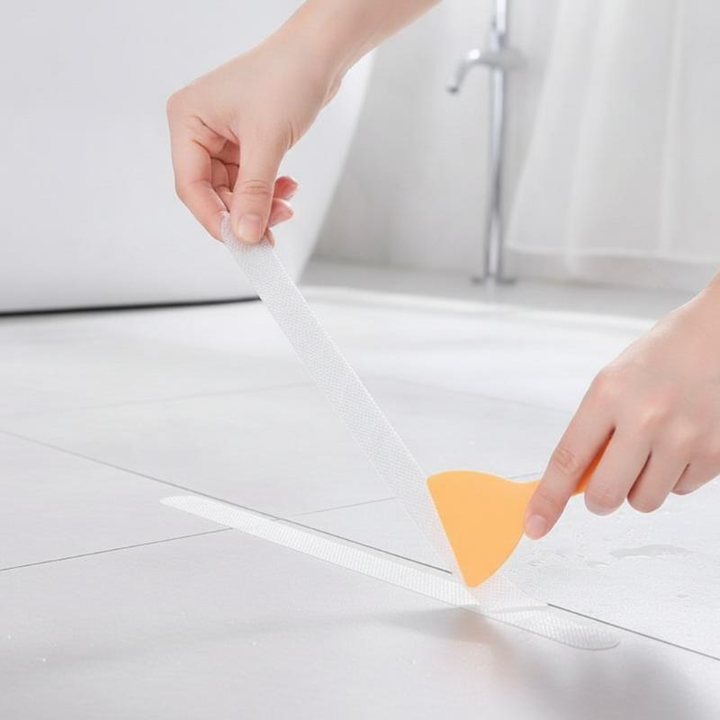 6/12/24Pcs Anti-Slip Shower Stickers For Bathtub Shower Floor Safety Strips With Scraper Ideal For Families Kids Adults Seniors