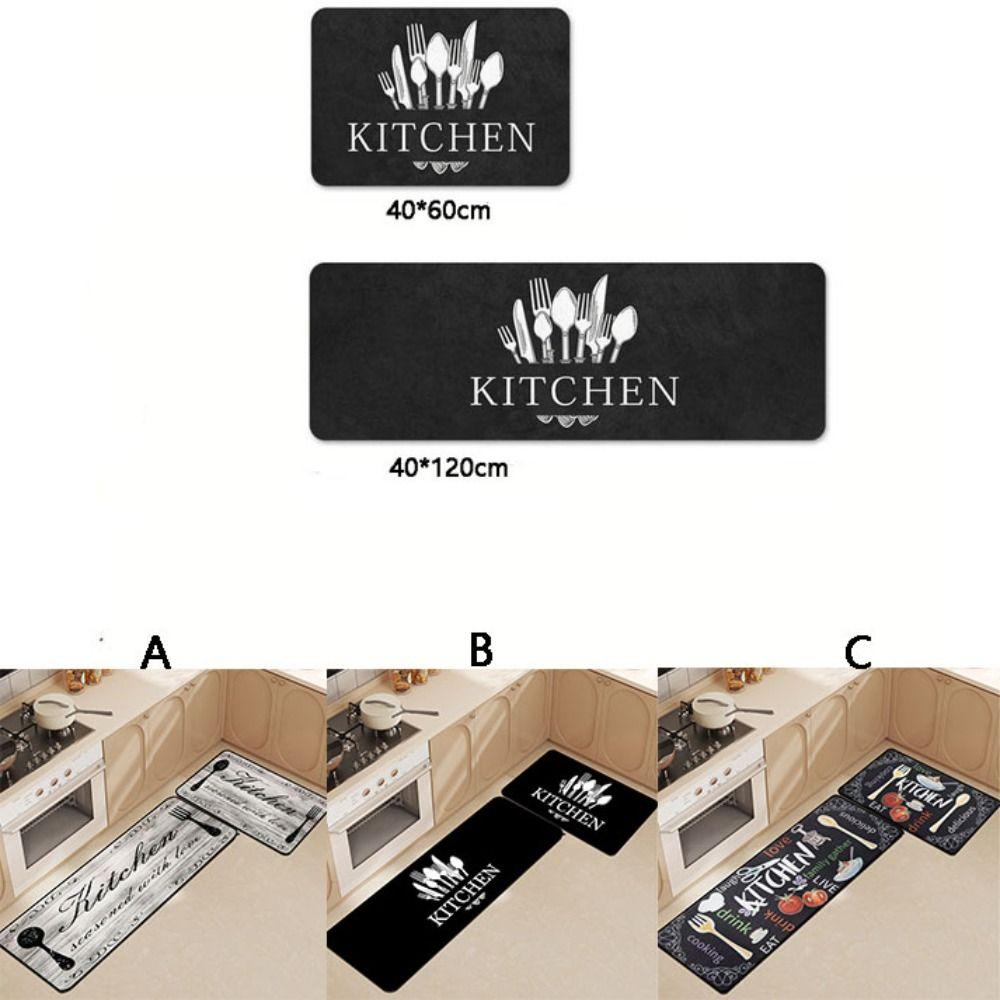 Tableware Pattern Kitchen Runner Rug Non-slip Doormat Kitchen Carpet Floor Mat  Entrance