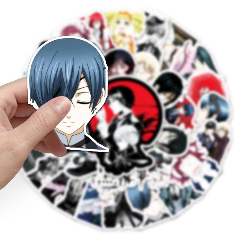 50 Anime Black Butler Cartoon Graffiti Stickers for Laptops, Suitcases, and Cars
