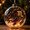 Seasonal Ornaments for Fireplace Lighted Zodiac Christmas Ornament, Glowing Sign Ball with Warm LED, Tree Hanging Baubles 3D Clear Acrylic Pendant