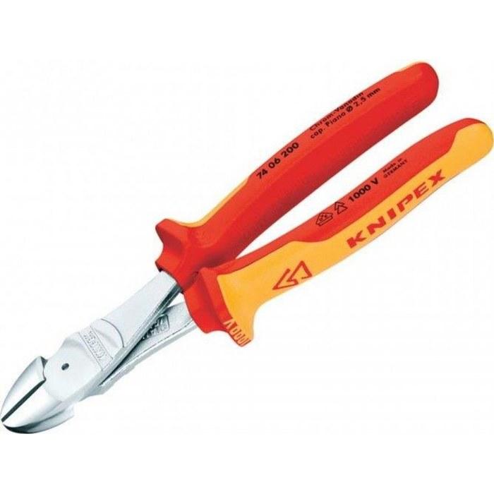 KNIPEX 7406-180 Insulated High-Leverage Diagonal Cutters 1000V (SB) Red/Yellow 200 x 55 x 23 mm
