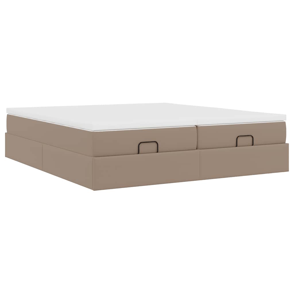 Ottoman Bed with Mattresses Cappuccino 180x200 Cm Faux Leather