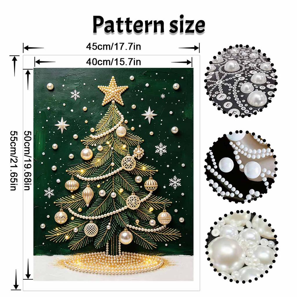 DIY rahmenloses Perlenmalerei-Set Weihnachtsbaum Gemütliche Heimdeko 3D glänzende Perlenkunst-Leinwand Entspannendes Bastelgeschenk für Erwachsene