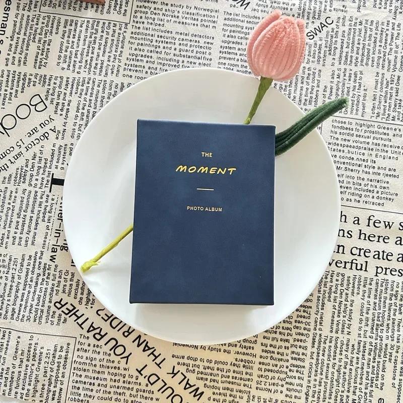Mini Photo Album 64 Pockets 3-Inch PU Leather Cover Photo Book Commemorative Photo Insert Style Star Album Small Card Storage