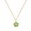 Five-Leaf Flower Green Full Diamond Light Luxury Temperament Gorgeous Full Diamond Necklace Female Versatile Collarbone Chain Titanium Steel