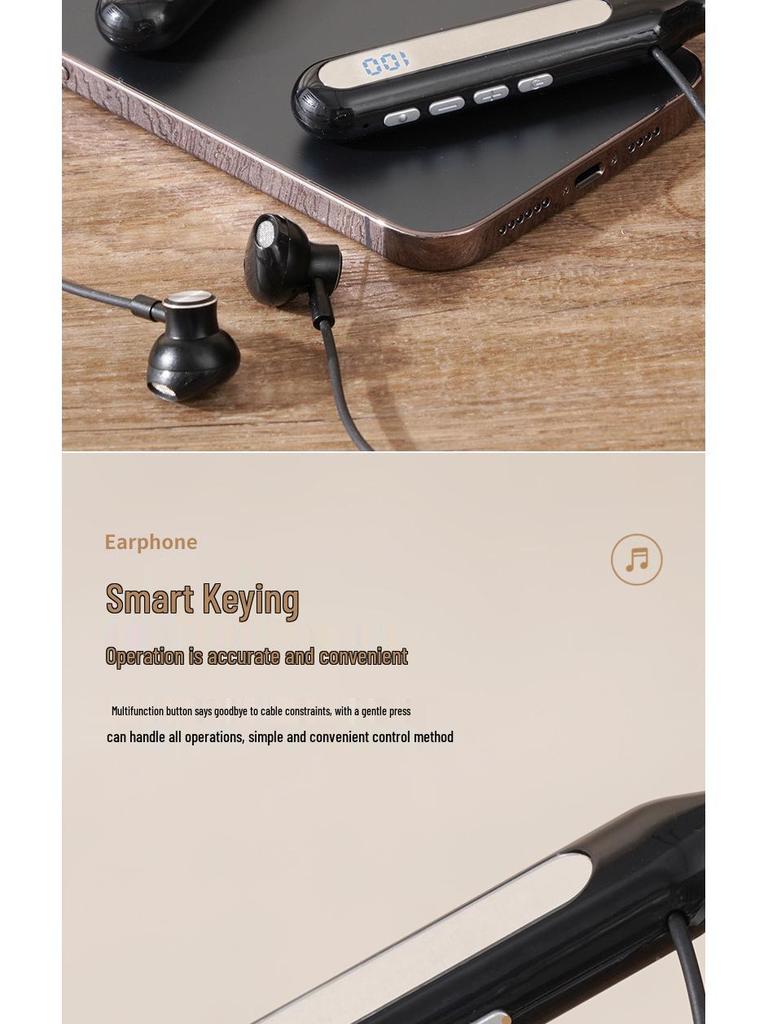 Neck-Hanging Sports Bluetooth Headset with Large Battery and Digital Display for Super Long Wireless Use