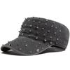 Adjustable Flat Hat Cap Rivet Design Trucker Hat Vintage Baseball Cap  For Women Men