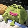 Pencil Bag Frog Wearing Glasses Design Plush Cloth Pencil Pouch Large Zipper Opening Stationery Organizer