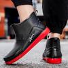 Bottes de Pluie Courtes Mode Homme - Noir/Rouge, Tige Mi-Courte, Cordon de Serrage, Chaussures Réfléchissantes en Caoutchouc pour Patauger et Pêcher.