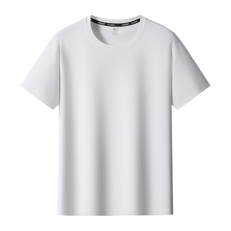 Large Size Solid Color Ice Silk Men's T-shirt Round Neck Short-sleeved Sports Casual Quick-drying Top