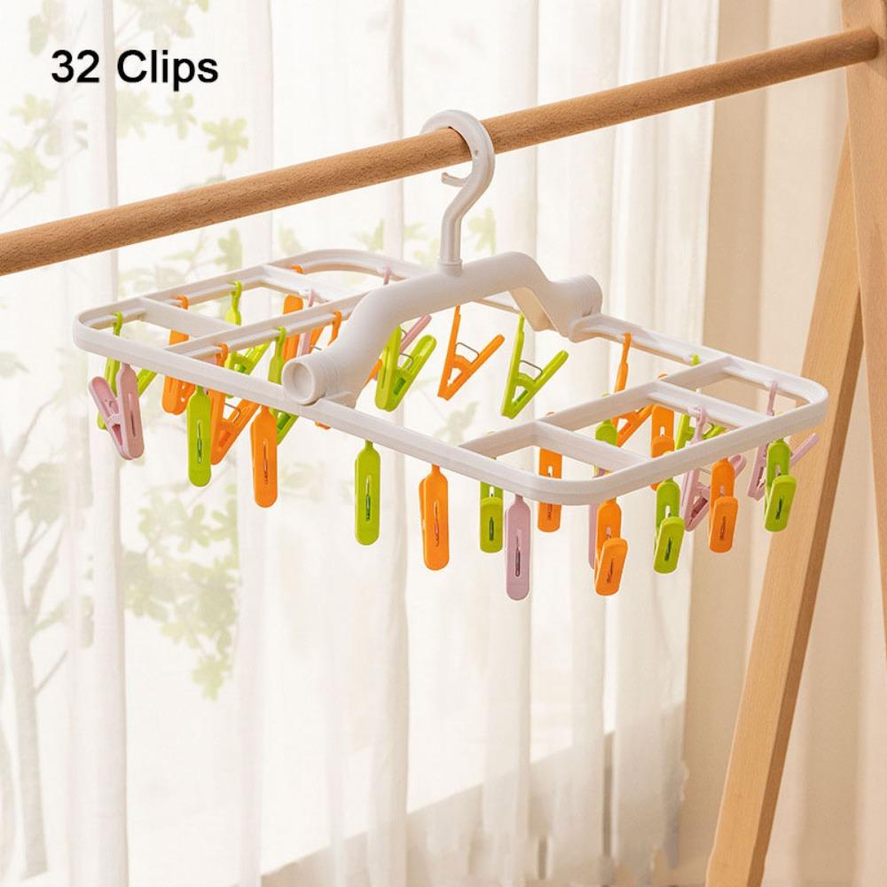 Foldable Underwear Drying Rack Plastic Laundry Clip Multifunctional Clothes Hanger  Bathroom