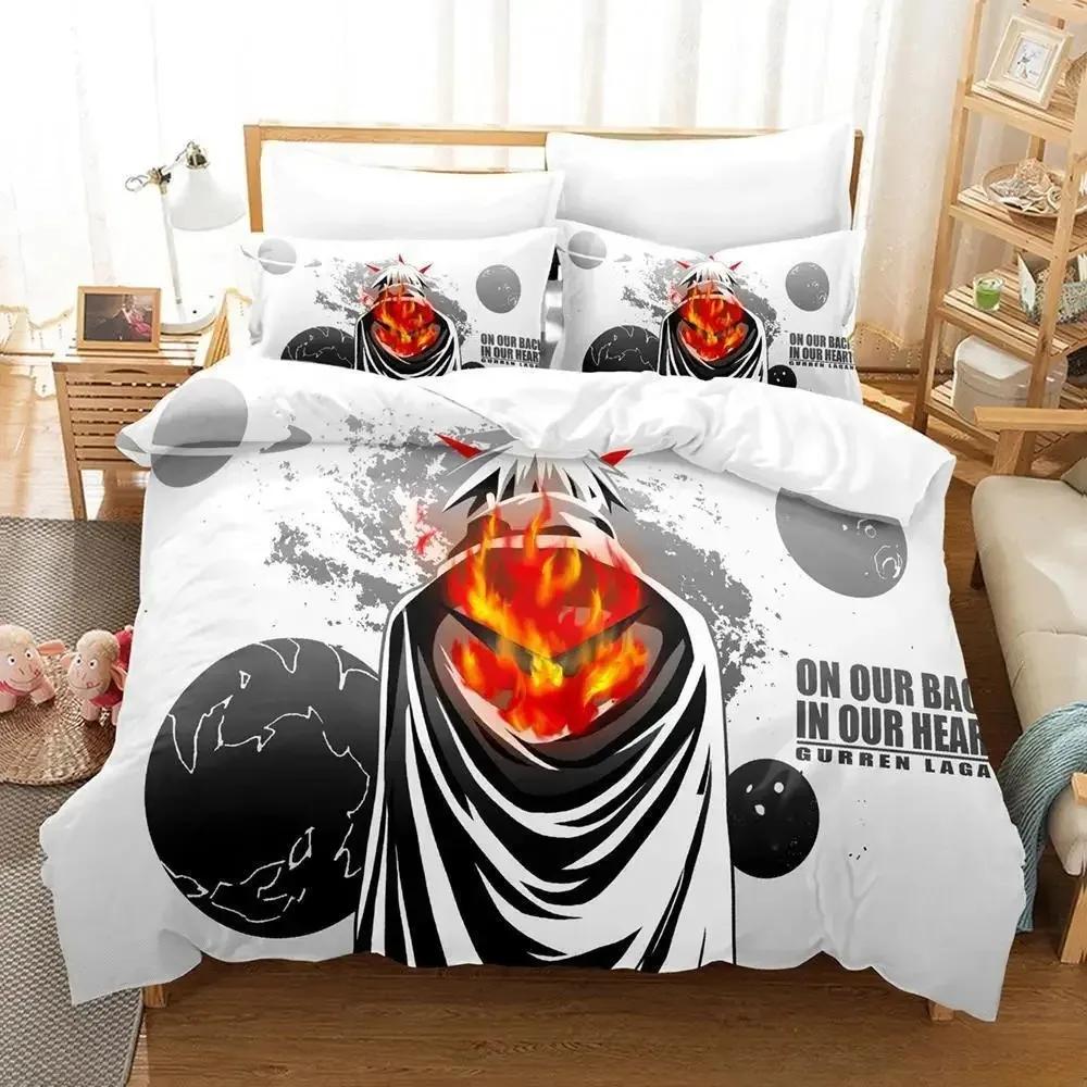 Tengen Toppa Gurren Lagann Bedding Set Single Twin Full Queen King Size Bed Set Adult Kid Bedroom Duvetcover Sets 3D Print Anime