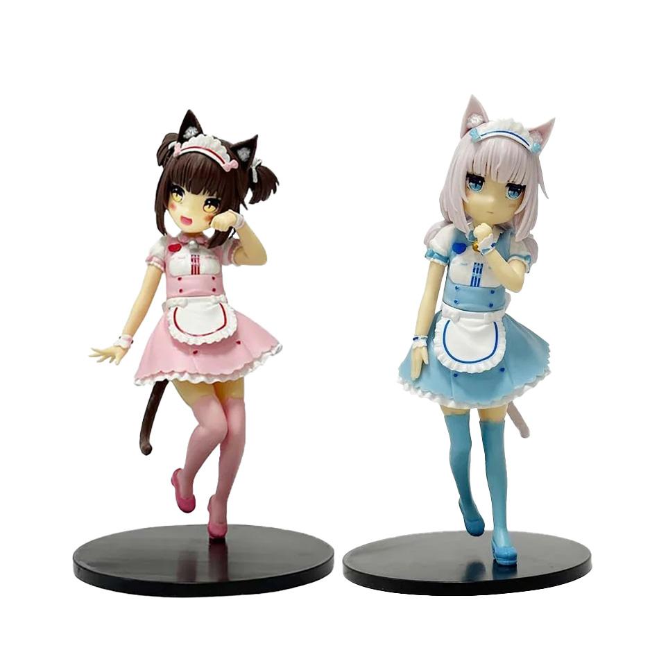 18CM NEKOPARA Anime Cat Maid Figure - Chocolates Vanilla Cute PVC Collectible Static Doll Pretty Cat Style Model for Kids