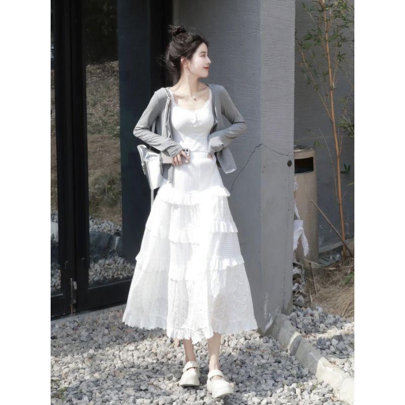 

Серый кардиган, солнцезащитный сарафан на бретелях, вязаный свитер Grey Cardigan L [Recommendation 105/57.50kg]]