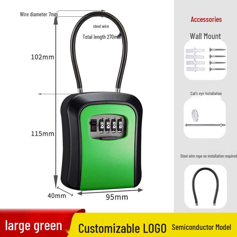 Wall-Mounted Key Lock Box for Temporary Sites with Peephole - No Drill Installation
