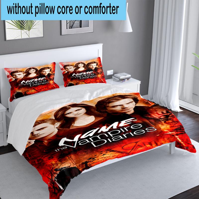 Custom Name 3PCS Vampire Diaries Bedding Set, Including 1pc Duvet Cover And 2pcs Pillowcases, Suitable for Dorms and Bedrooms Gift