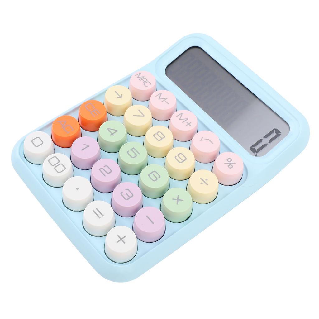 Colorful Calculator Standard 12 Digits Display Large Button Mechanical Keypad Calculator for Office School Sky Blue