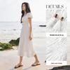 Elegant Women's Embroidered Cotton Square Neck A-Line Midi Dress