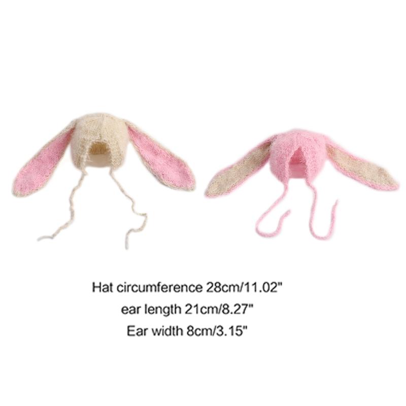 Bunny Ears Costume Hat Newborn Photography Props Baby Photoshooting Caps Lovely Rabbit Hat Skin-Friendly Infant Headwear