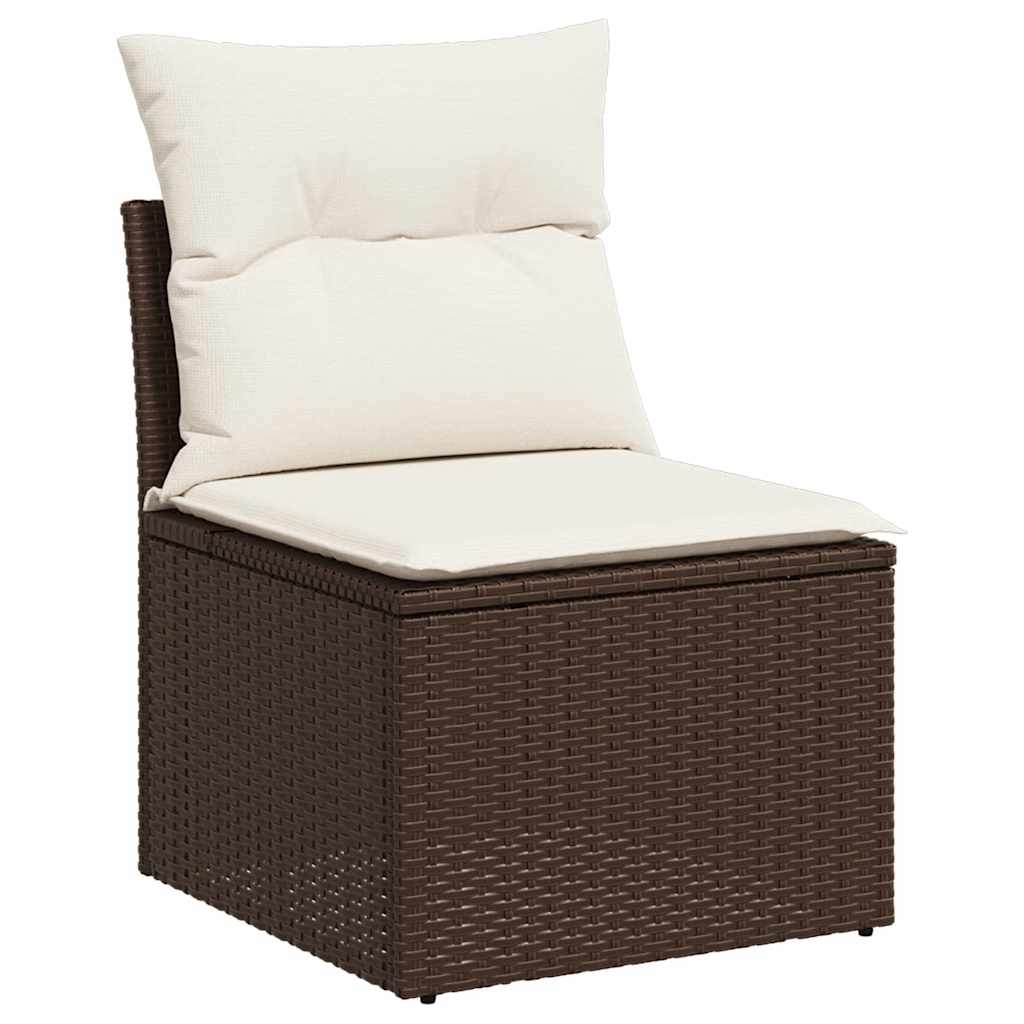 6 Piece Brown Garden Sofa Set with Cushions Poly Rattan