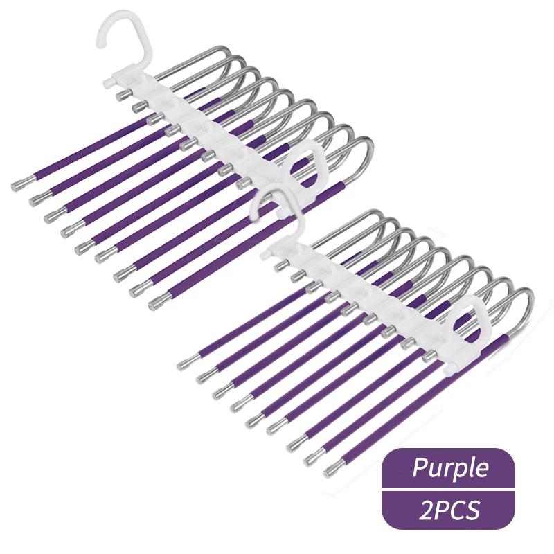 Upgrade 9 Layers Pants Hangers Space Saving, Jeans Hangers Non Slip Stainless Steel Multifunctional Rack S-Type Closet Organizer