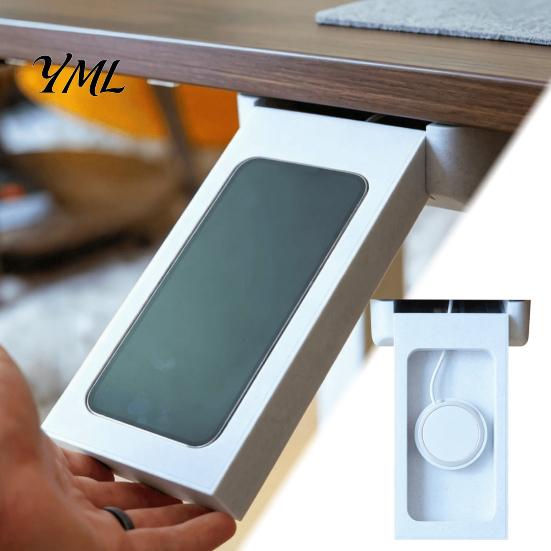 Focus Tool for Study under Desk Phone Holder, 3D Printed Hidden Smartphone Storage Container Tabletop Isolation Case Office Home Desk, Universal Flip