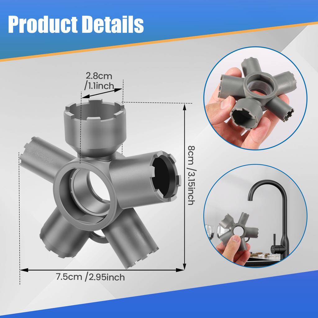 10 In 1 Faucet Aerators Removal Tool Faucet Aerator Key Multifunctional Bathroom Kitchen Plumbing Tap Removal Wrench Tools