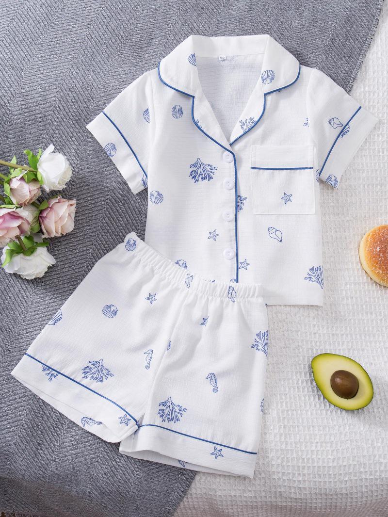 Red Mangrove Print Girls Short-Sleeve Pajama Set Size 100 cm