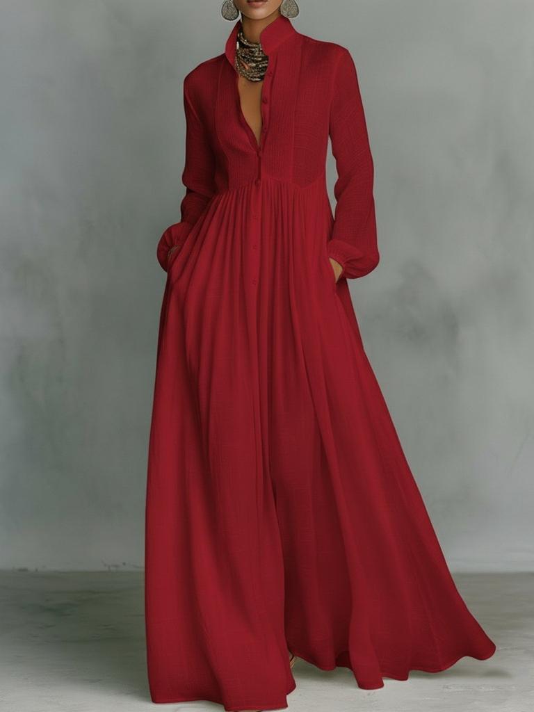 2026 European and American Fashion Cross-border Explosion, Long Sleeves, Waist and Thin A-shaped Long Skirt, Elegant Temperament and Vacation Even