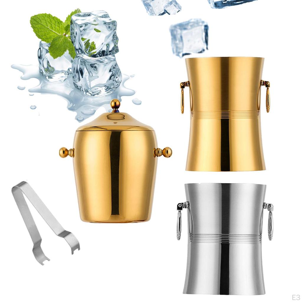 Edelstahl-Eiskübel, Bierkühler, Getränkekühleimer, isoliertes Metallgetränk
