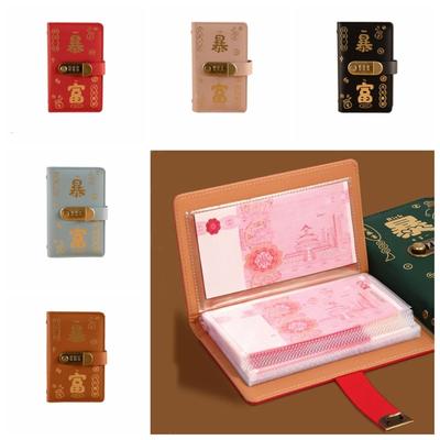 50Sheets Saving Money Binder Portable Refillable Budget Binder with Lock Wallet Storage PU Leather Account Book 50 Sheets