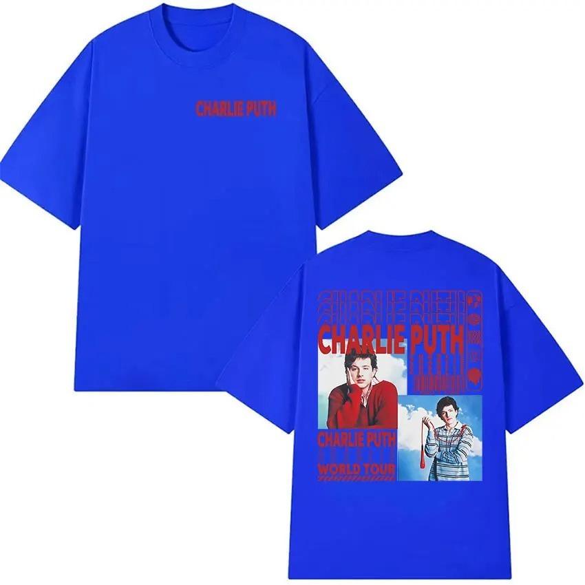 Unisex Fashion Vintage Oversized Cotton Tshirt Streetwear Rapper Charlie Puth Whatevers Clever World Tour 2026 Graphic T Shirts