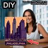 Vintage Philadelphia Skyline Metal Tin Wall Art, Indoor Outdoor Flat Plaque, Cafe Bar Office Gift