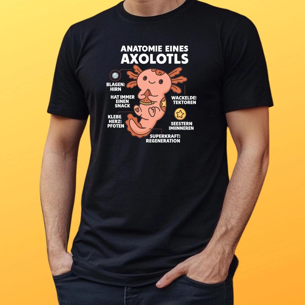 T-Shirt Herren Axolotl Anatomie Motiv Baumwolle Größe XS bis 5XL