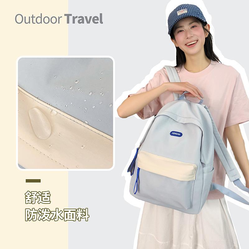 Summer New High-Value Fresh Color-Block Backpack for Girls and Boys, Casual Double-Shoulder Bag for Primary and Secondary School Students