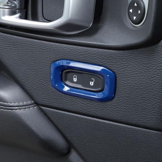 Interior Door Lock Switch Button Cover Trim for Jeep Wrangler JL & JT 2018+ Blue