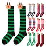 Kids' Christmas Socks Reindeer Plush Striped Knee-High Stockings Over Knee Socks Festive Holiday Wear for Boys Girls