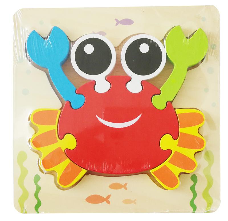 Wooden Simulation Cartoon Vehicle Animal Puzzle Early Childhood Education Building Block Children Baby Cognitive Three-Dimensional Puzzle