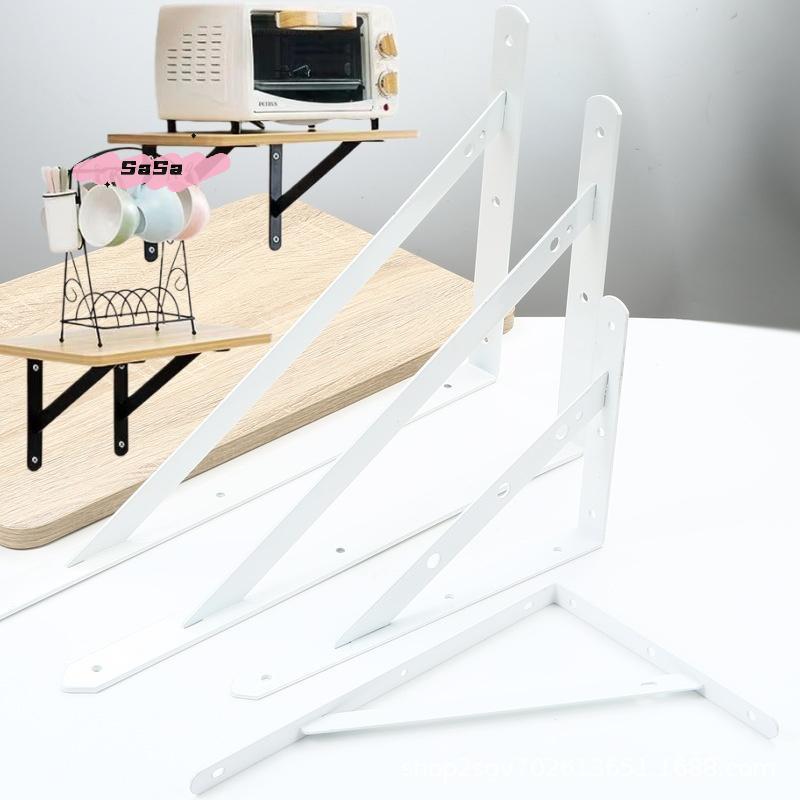 S-2Pcs Tripod Bracket Shelf Floating Shelf Heavy Duty Black/White Steel For Decorative Wall Mount Joint Angle Without Screws