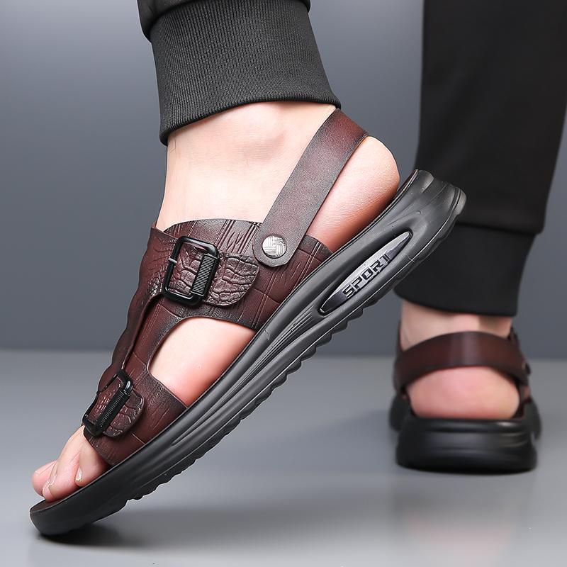 Fashion Business Summer Men's Shoes Minimalist Gentleman Casual Style Dress Up for Daily Office Work Outdoor Black Sandal Breathable