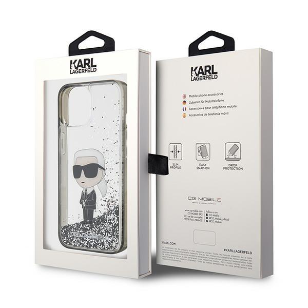 Karl Lagerfeld Klhcp15Slkknsk Iphone 15 / 14 / 13 6.1 Transparent Hardcase Liquid Glitter Ikonik