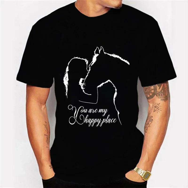 Men T-shirt You Are My Happy Place Kawaii T Shirt Men Women Tshirt Girls Horse Graphic Male Classic T Shirts Camisetas Masculino