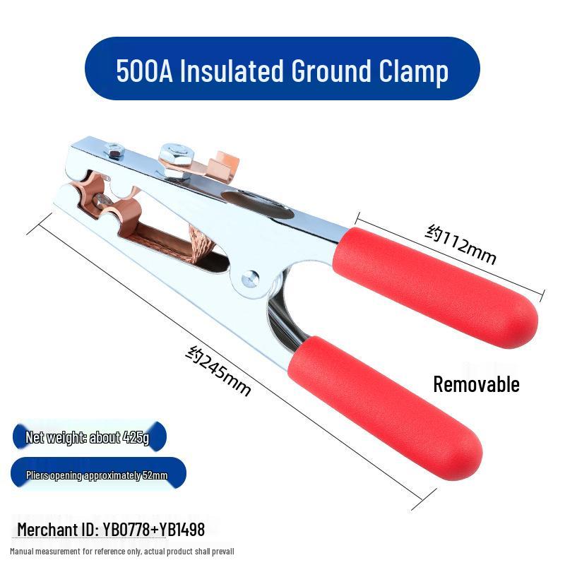 Pure Copper Electric Welding Ground Clamp - Thickened Welding Pliers and Handle for Argon Arc Welding Machine Grounding Accessories.