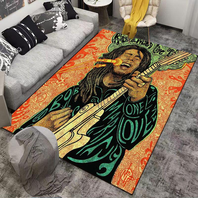 Vibrant Rasta Music Rug with Love and Life Suitable for use as an anti-slip game mat for living room and bedroom sofas